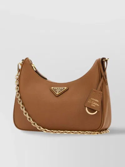 Prada Women Camel Leather Re-edition 2005 Shoulder Bag
