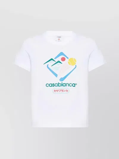 Casablanca Mountain Sports Cropped T-shirt In White