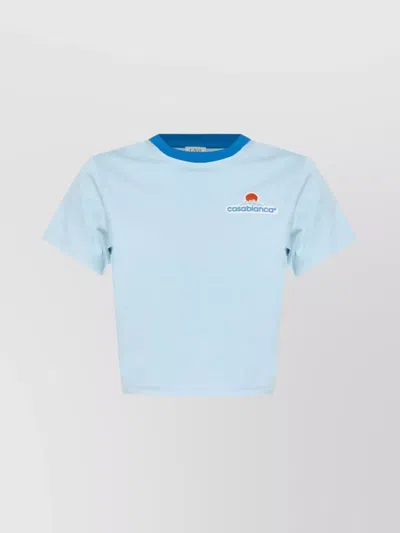 Casablanca Montagne Contrasting-trim Cropped T-shirt