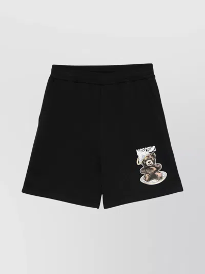 Moschino Graphic Teddy Bear Knee Length Shorts In Black