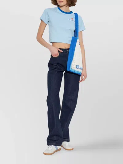 Casablanca Montagne Contrasting-trim Cropped T-shirt