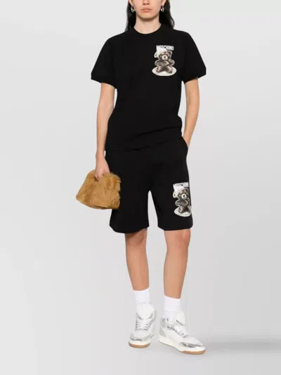 Moschino Graphic Teddy Bear Knee Length Shorts In Black