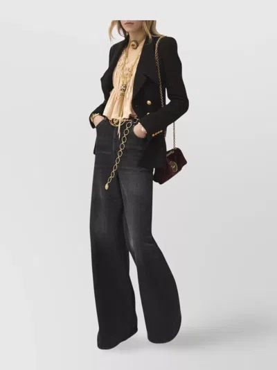 Chloé Cascade-lapel Double-breasted Boucle Jacket In Black