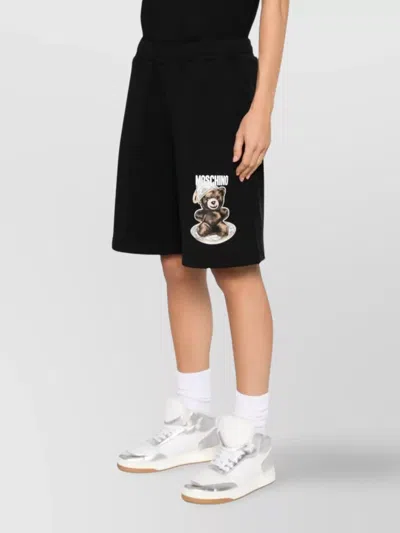 Moschino Graphic Teddy Bear Knee Length Shorts In Black