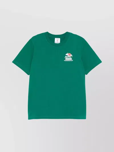 Casablanca Mens Montagne Ondulee Brand-print Cotton-jersey T-shirt In Green