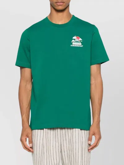 Casablanca Mens Montagne Ondulee Brand-print Cotton-jersey T-shirt In Green