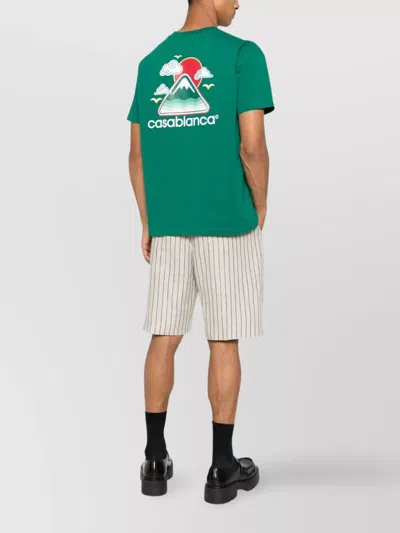 Casablanca Mens Montagne Ondulee Brand-print Cotton-jersey T-shirt In Green