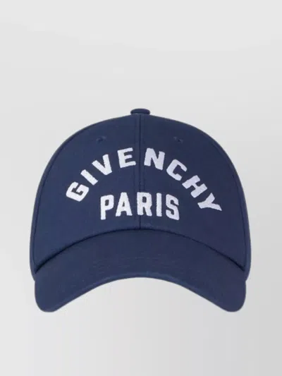 Givenchy Embroidered Cap With Curved Brim And Metal Buckle In Blue