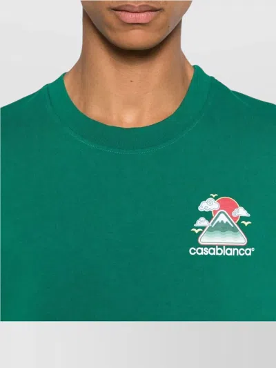 Casablanca Mens Montagne Ondulee Brand-print Cotton-jersey T-shirt In Green