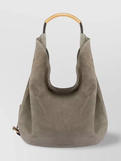 Moschino Shoulder Bag Suede Gold-tone Handle