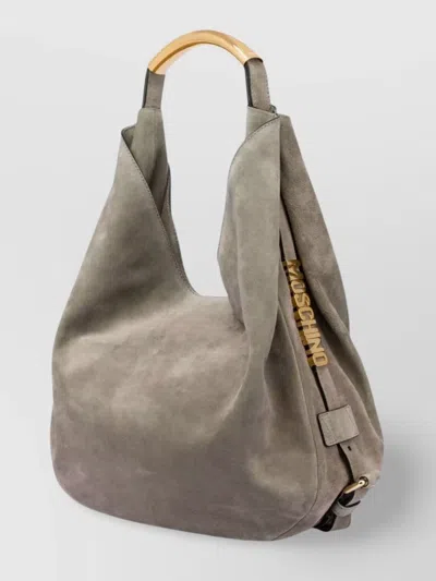 Moschino Shoulder Bag Suede Gold-tone Handle