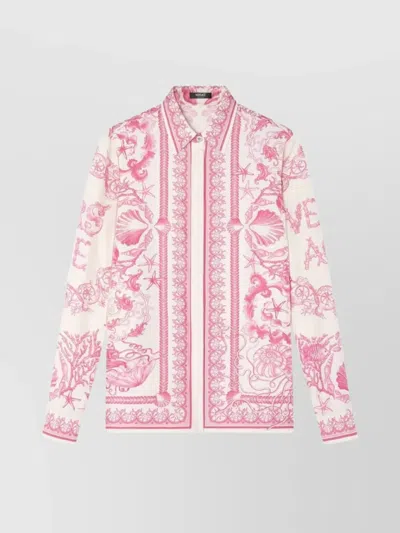 Versace Graphic Print Long Sleeves Top In Pink