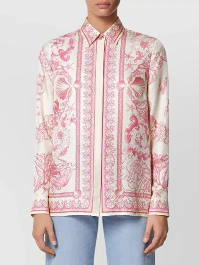 Versace Graphic Print Long Sleeves Top In Pink