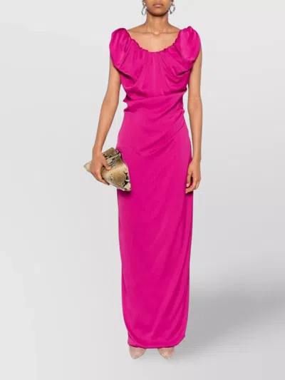 Vivienne Westwood Draped Knee Length Dress With Ruffled Neckline In Pink