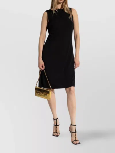 Versace Draped One Shoulder Knee Length Dress In Black