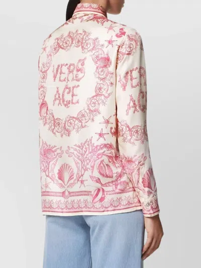 Versace Graphic Print Long Sleeves Top In Pink