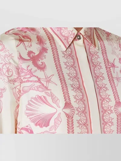 Versace Graphic Print Long Sleeves Top In Pink