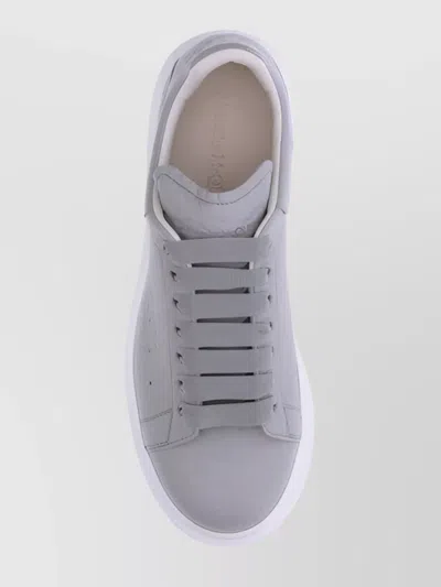 Alexander Mcqueen Leather Platform Sneakers Added Height In Gray