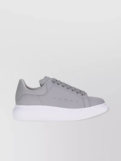 Alexander Mcqueen Leather Platform Sneakers Added Height In Gray