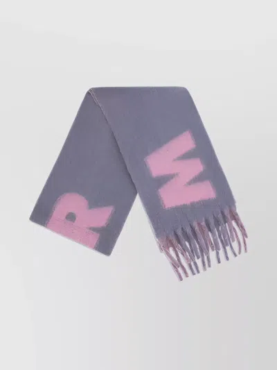 Marni Striped Fringed Scarf In Pink