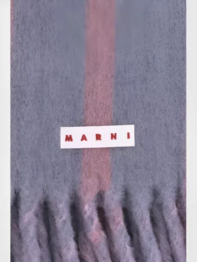 Marni Striped Fringed Scarf In Pink