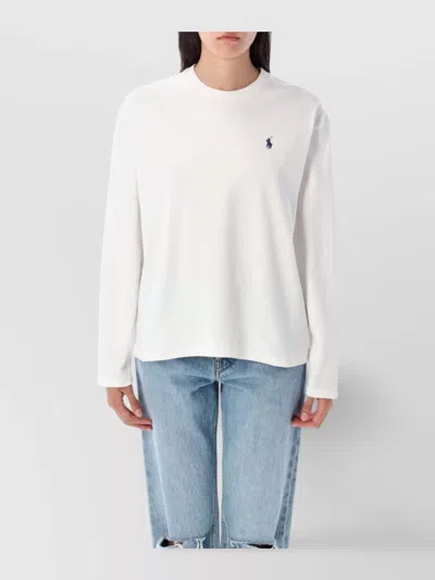 Polo Ralph Lauren Long Sleeve Crew Neck Top In White