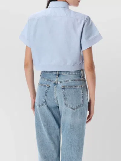 Polo Ralph Lauren Oxford Tie-front Cropped Shirt In Blue