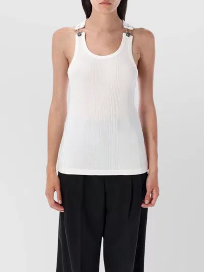 Jean Paul Gaultier Ribbed Texture Sleeveless Tank Top With Double Buckle Hardware In White