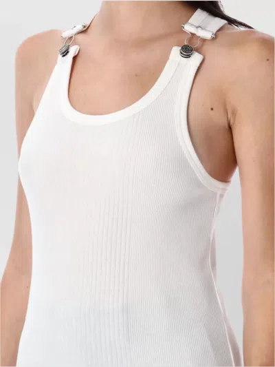 Jean Paul Gaultier Ribbed Texture Sleeveless Tank Top With Double Buckle Hardware In White