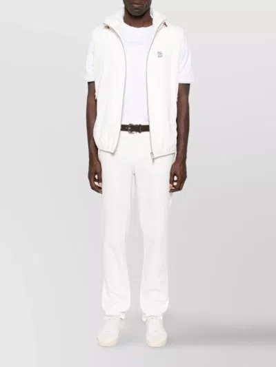 Brunello Cucinelli Men Cotton Jersey Crew-neck T-shirt With Logo And Faux-layering In White