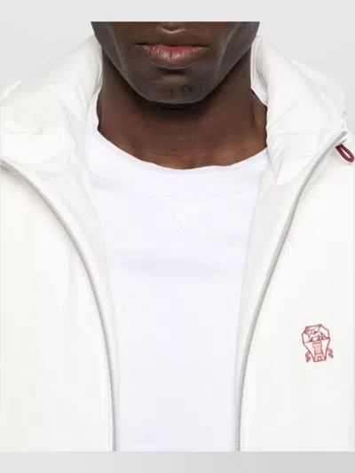 Brunello Cucinelli Men Cotton Jersey Crew-neck T-shirt With Logo And Faux-layering In White