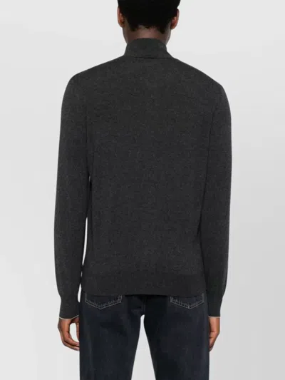 Brunello Cucinelli High Neck Cashmere Cardigan With Ribbed Cuffs In Black