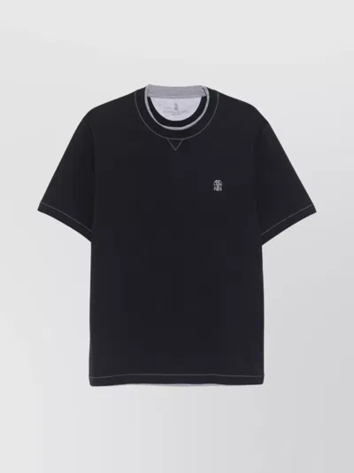 Brunello Cucinelli Slim Fit Crew-neck T-shirt In Lightweight Cotton Jersey In Black