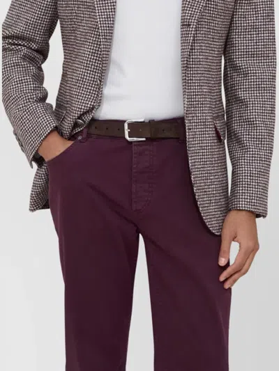 Brunello Cucinelli Cotton Trousers With Front And Back Pockets In Purple
