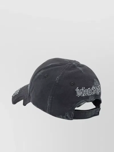 Balenciaga Black Drill Blackletter Script Cap In Black