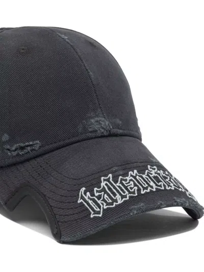Balenciaga Black Drill Blackletter Script Cap In Black