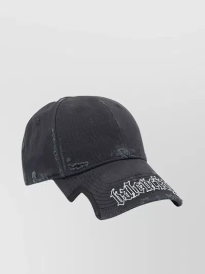 Balenciaga Black Drill Blackletter Script Cap In Black