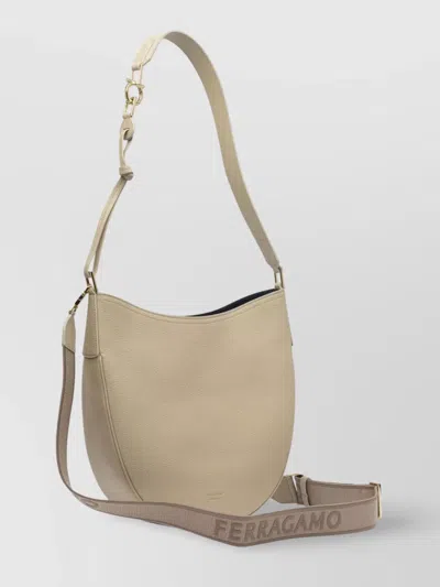 Ferragamo Textured Finish Shoulder Bags With Adjustable Strap