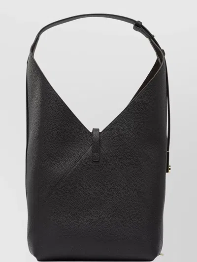 Ferragamo Textured Leather Hobo Shoulder Bag In Black
