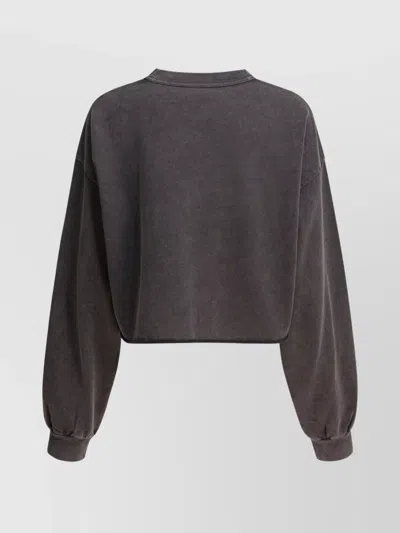 Alexander Wang Cropped Crewneck Sweatshirt Sweatshirts Black In Gray