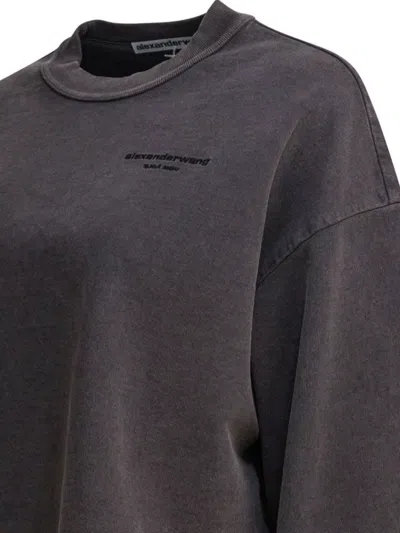 Alexander Wang Cropped Crewneck Sweatshirt Sweatshirts Black In Gray