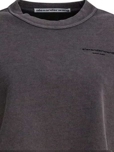 Alexander Wang Cropped Crewneck Sweatshirt Sweatshirts Black In Gray
