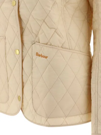 Barbour Quilted Jacket With Contrast Collar And Front Pockets