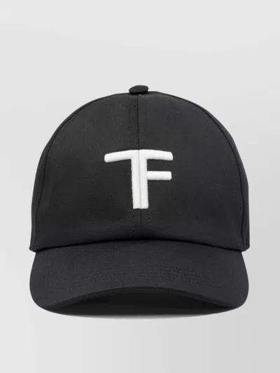 Tom Ford Black Baseball Cap With Logo Embroidery On The Front And Logo Lettering On The Rear In Cotton Man