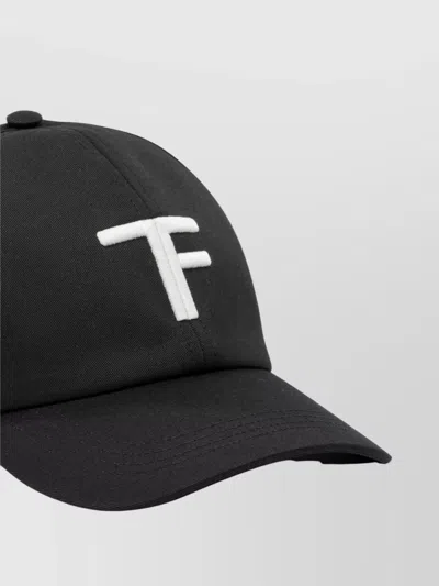 Tom Ford Black Baseball Cap With Logo Embroidery On The Front And Logo Lettering On The Rear In Cotton Man