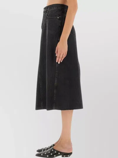 Haikure High-waisted Skirt With Back And Side Pockets In Black