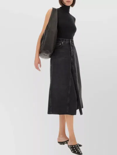 Haikure High-waisted Skirt With Back And Side Pockets In Black