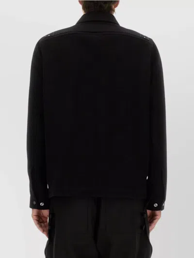 Rick Owens Collared Shirt Jacket Featuring Front Pockets In Black