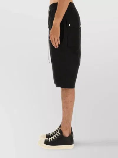 Rick Owens Drawstring Knee Length Shorts With Button Detailing