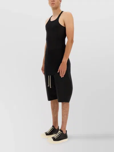 Rick Owens Drawstring Knee Length Shorts With Button Detailing